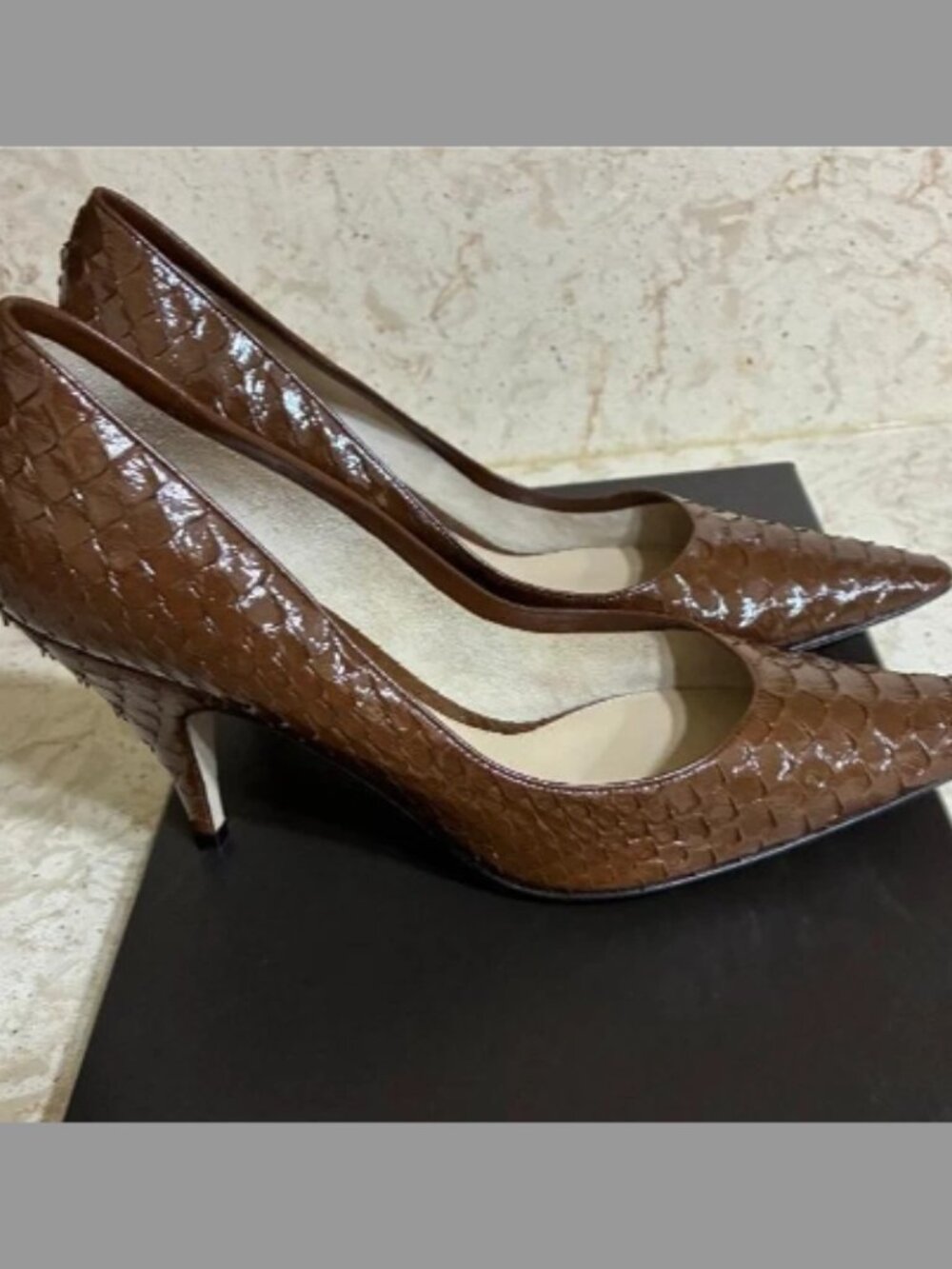 The Row NIB Liisa Python Stiletto Pumps (ORIG. $1650) (SIZE 7B) MOUSSE - Picture 5 of 7